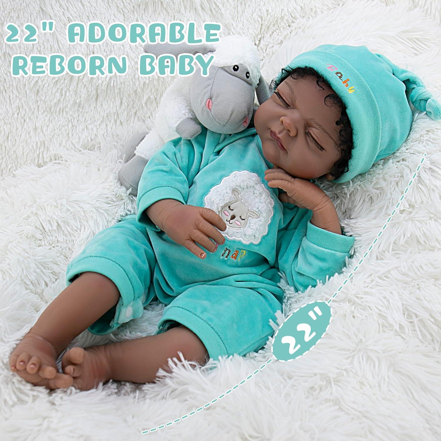 Muñeca Reborn Milidool 22" Negra Realista de Silicona