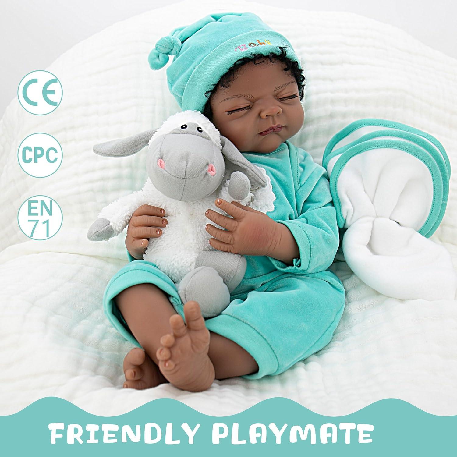 Muñeca Reborn Milidool 22" Negra Realista de Silicona