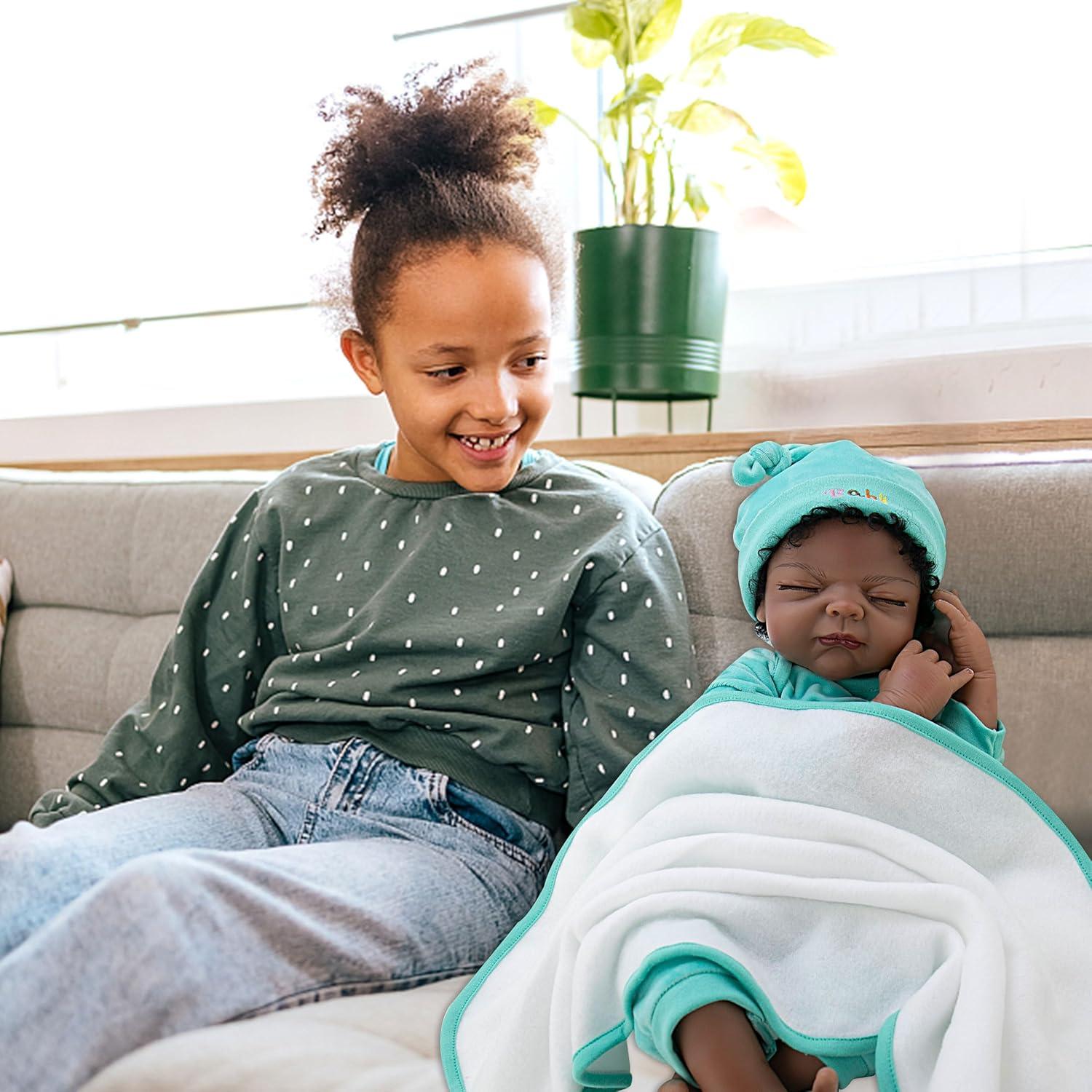 Muñeca Reborn Milidool 22" Negra Realista de Silicona