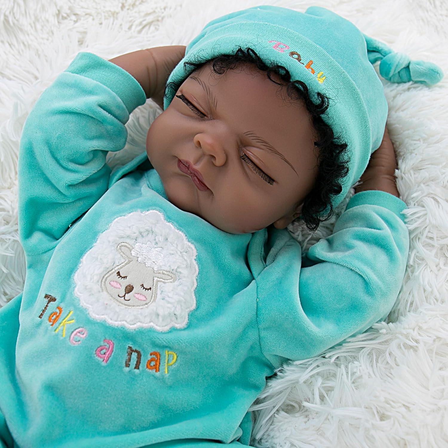 Muñeca Reborn Milidool 22" Negra Realista de Silicona