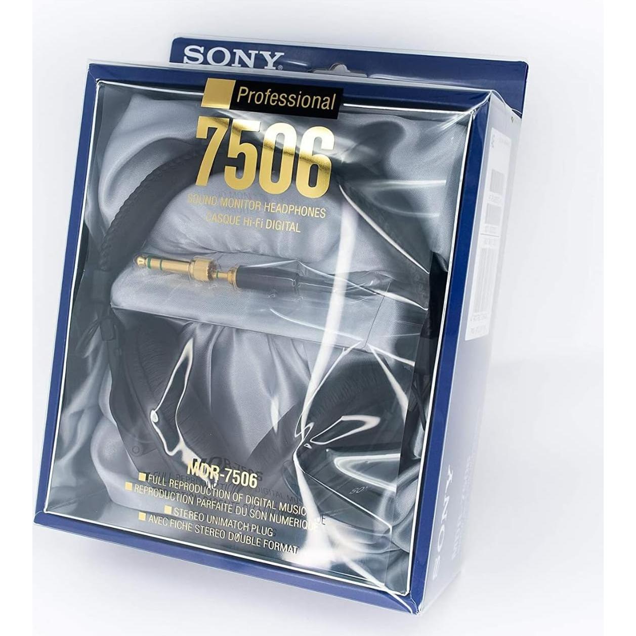 MDR7506 Folding Professional Closed Ear Headphones Bundle with Knox Gear Nylon Braided 3.5mm Audio Extension Cable (2 Items)