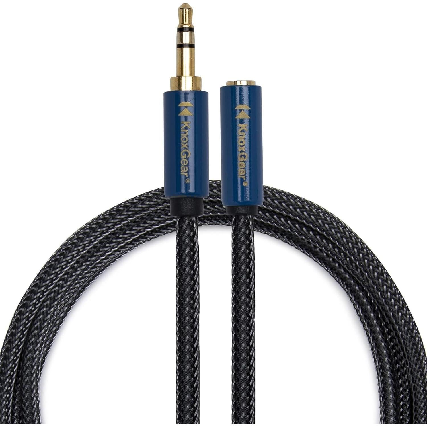 MDR7506 Folding Professional Closed Ear Headphones Bundle with Knox Gear Nylon Braided 3.5mm Audio Extension Cable (2 Items)