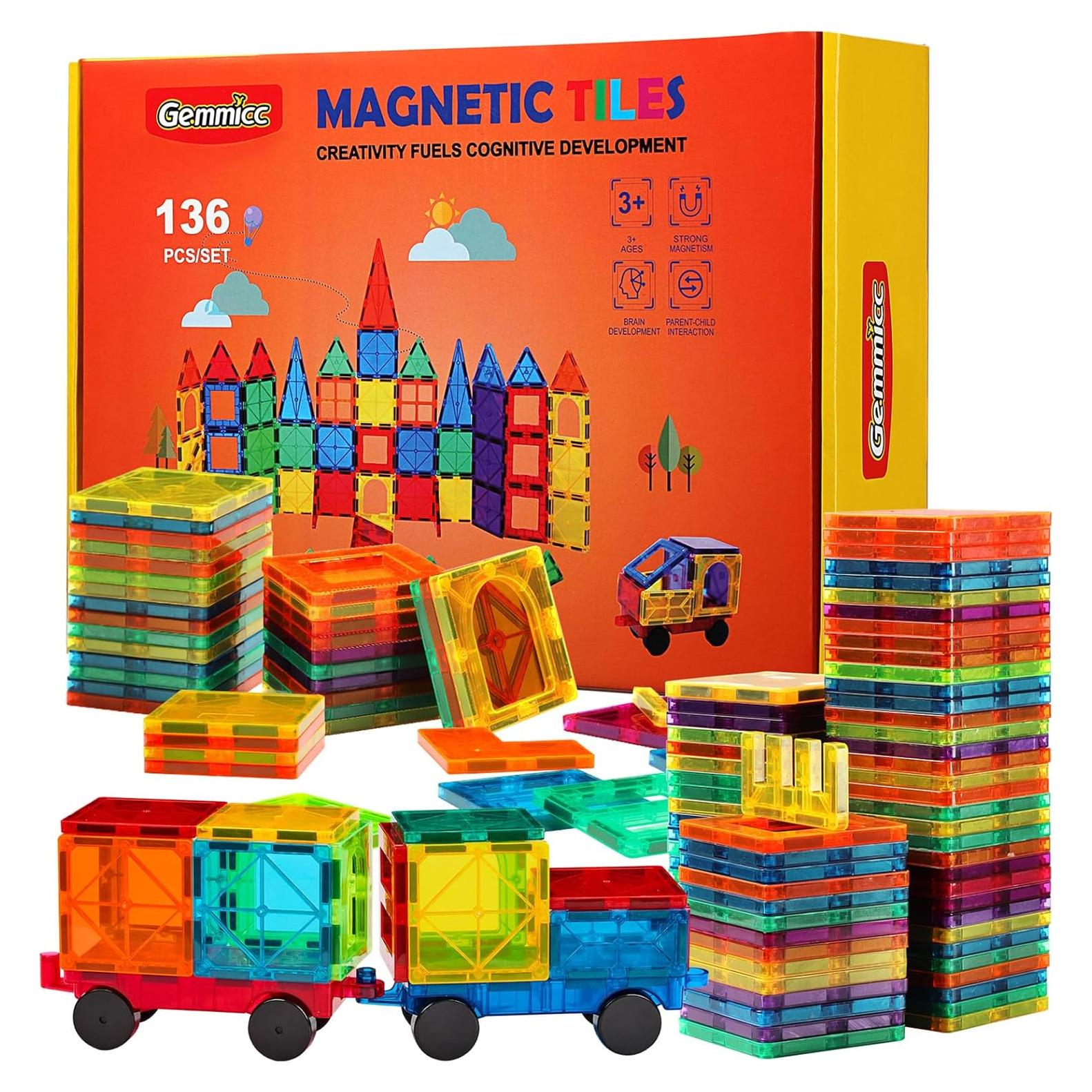Gemmicc Azulejos Magnéticos Deluxe 136 PCS Juguetes para Niños