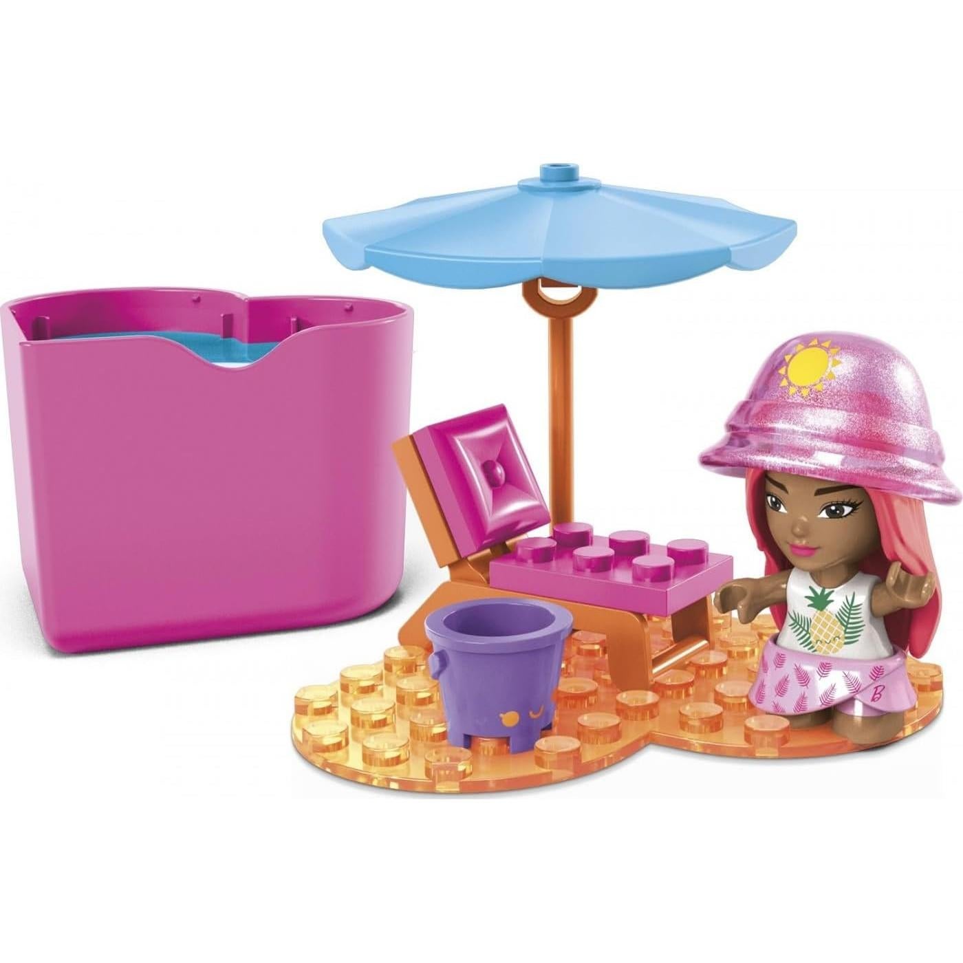 Mega Bloks Barbie Revelación de Color Muñeca Playa 10.3cm