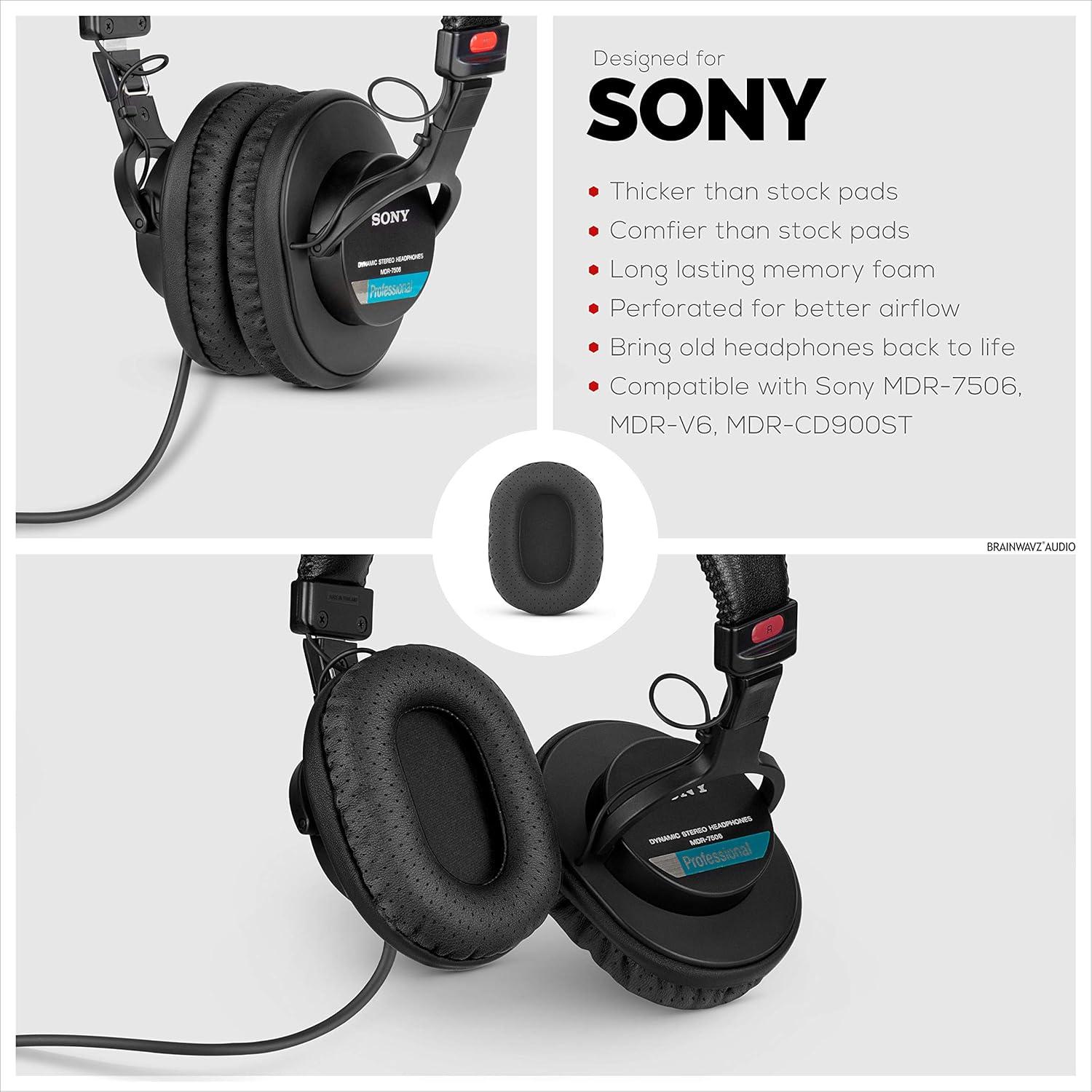 Almohadillas de Reemplazo Brainwavz para Sony MDR-7506, V6, CD900ST - Espuma Memoria