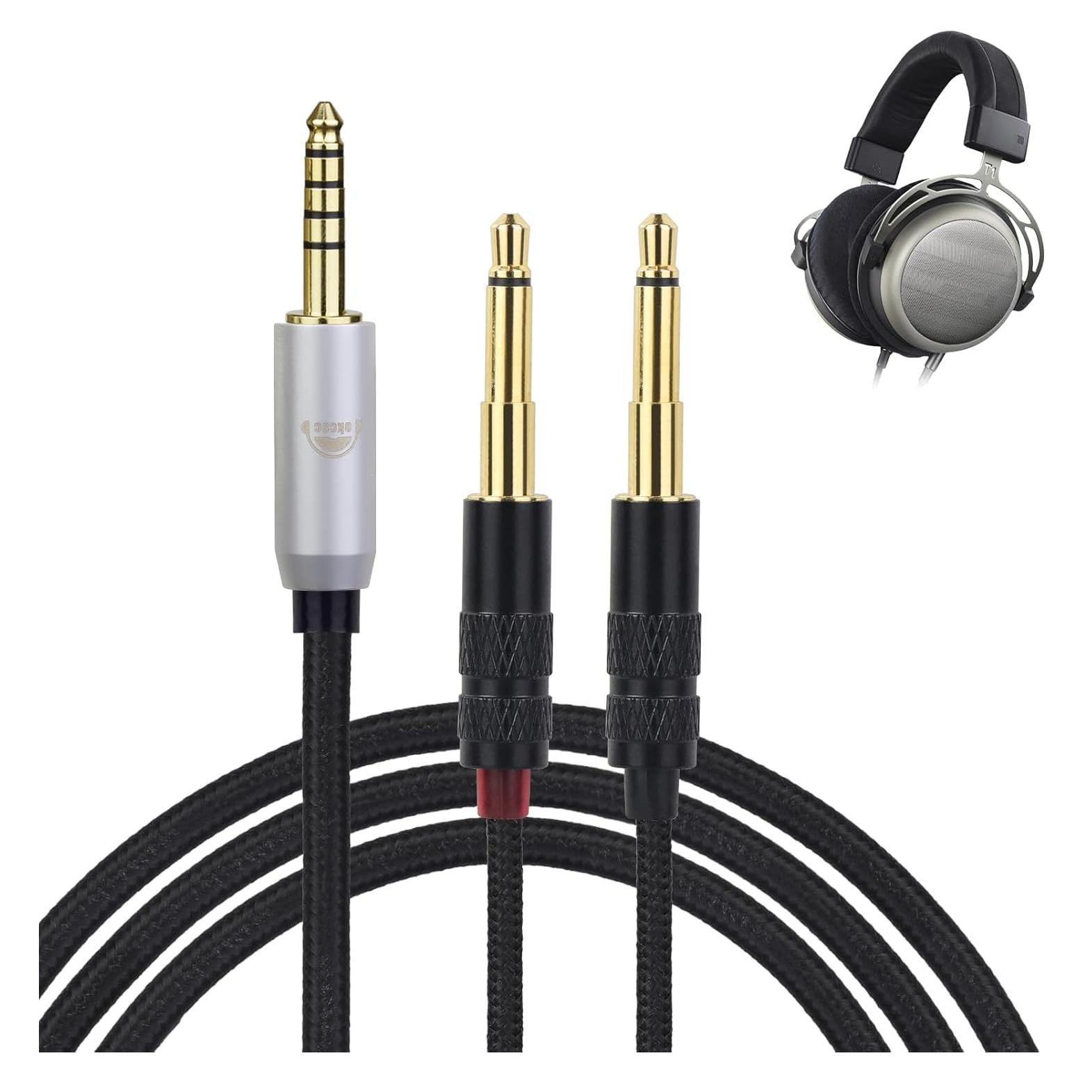 Cable de Auriculares Dual 3.5mm a 4.4mm okcsc 2.0m Trenzado Nylon