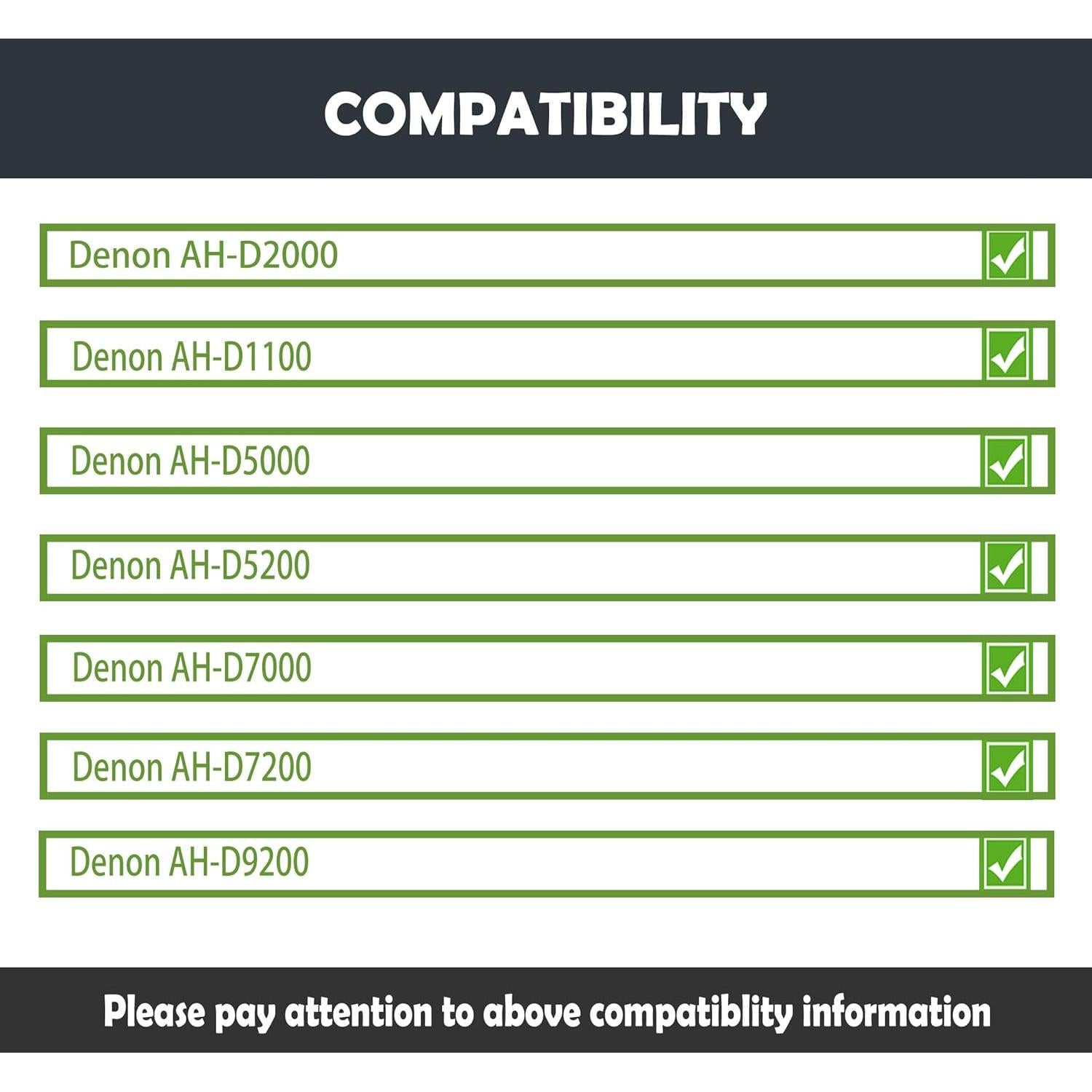 Almohadillas y Diadema para Auriculares Denon AH-D1100/2000/5000/7000/7200/9200 - Cuero de Proteína y Espuma de Memoria