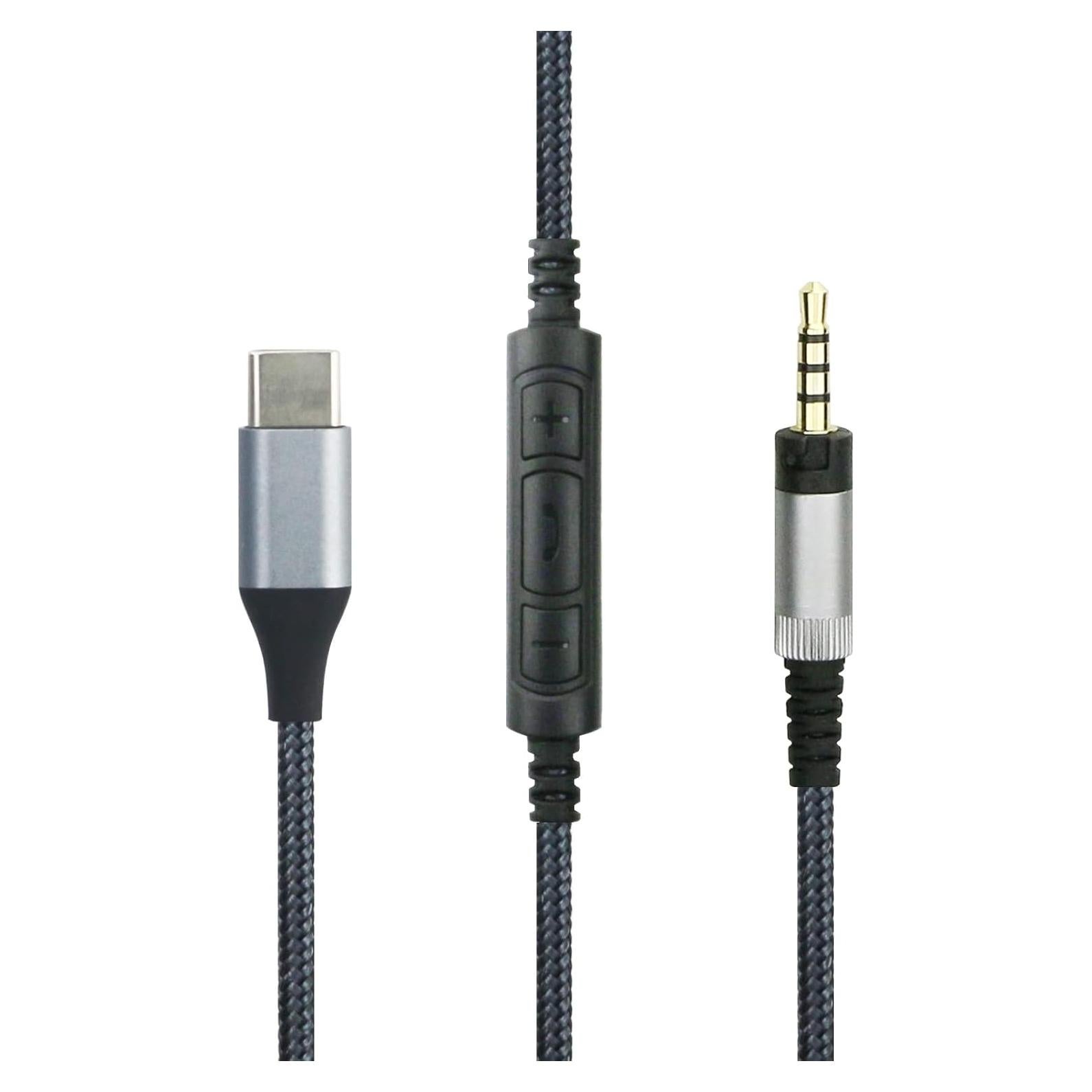 Cable de Audio USB C NewFantasia 1.3m para Sennheiser HD4.40/HD4.50