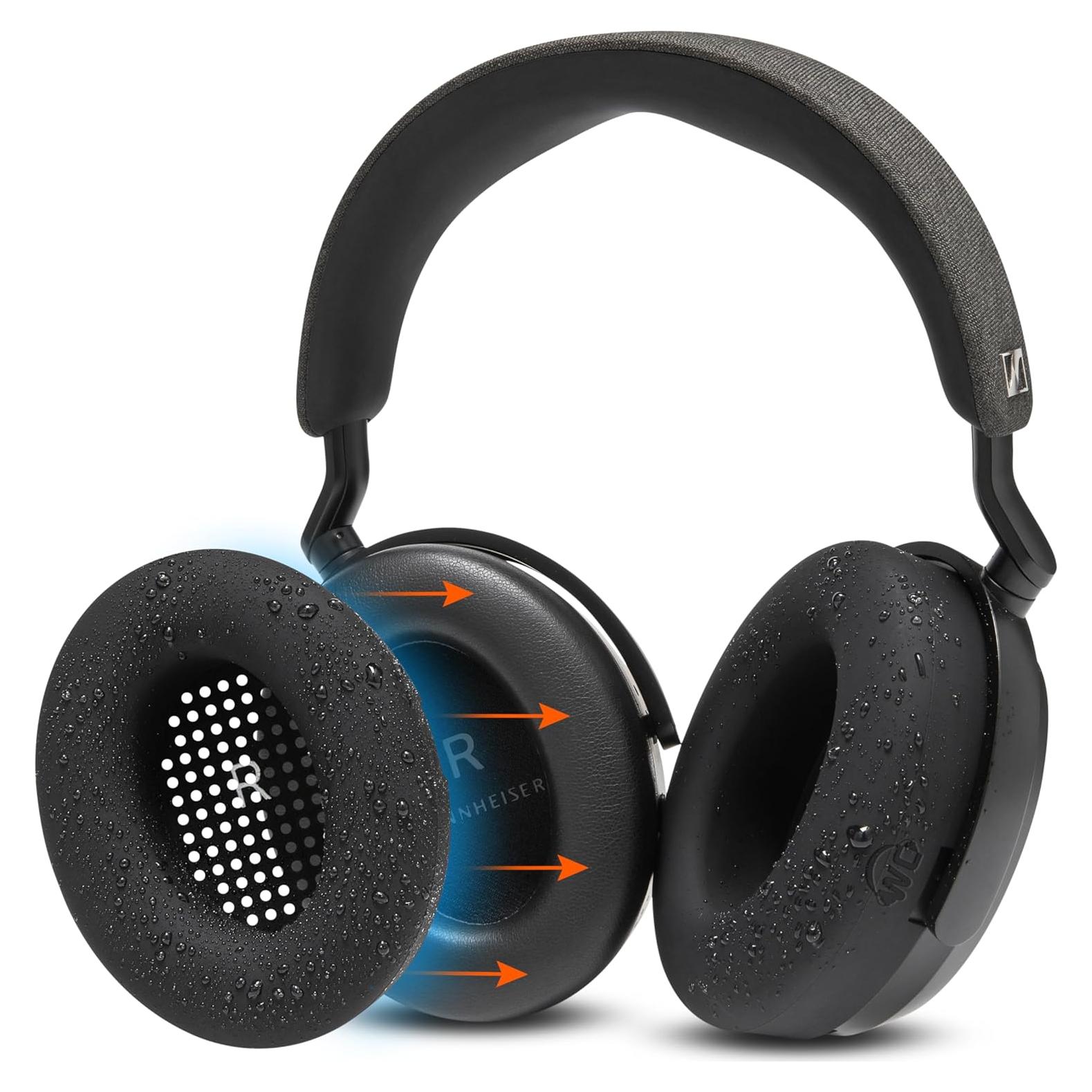 Fundas de Almohadilla WC SweatZ para Sennheiser Momentum 4 - Resistentes al Sudor y Lavables - Negro