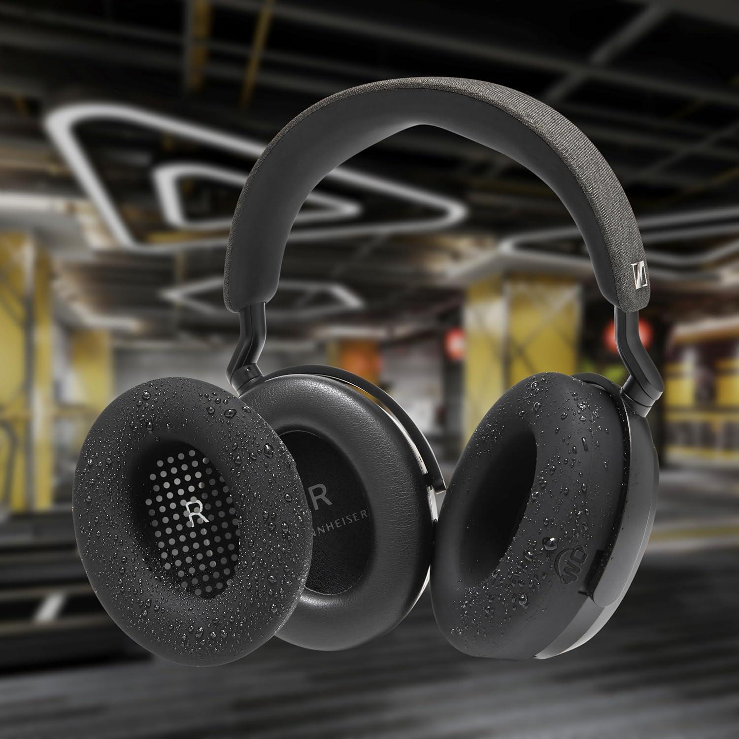 Fundas de Almohadilla WC SweatZ para Sennheiser Momentum 4 - Resistentes al Sudor y Lavables - Negro