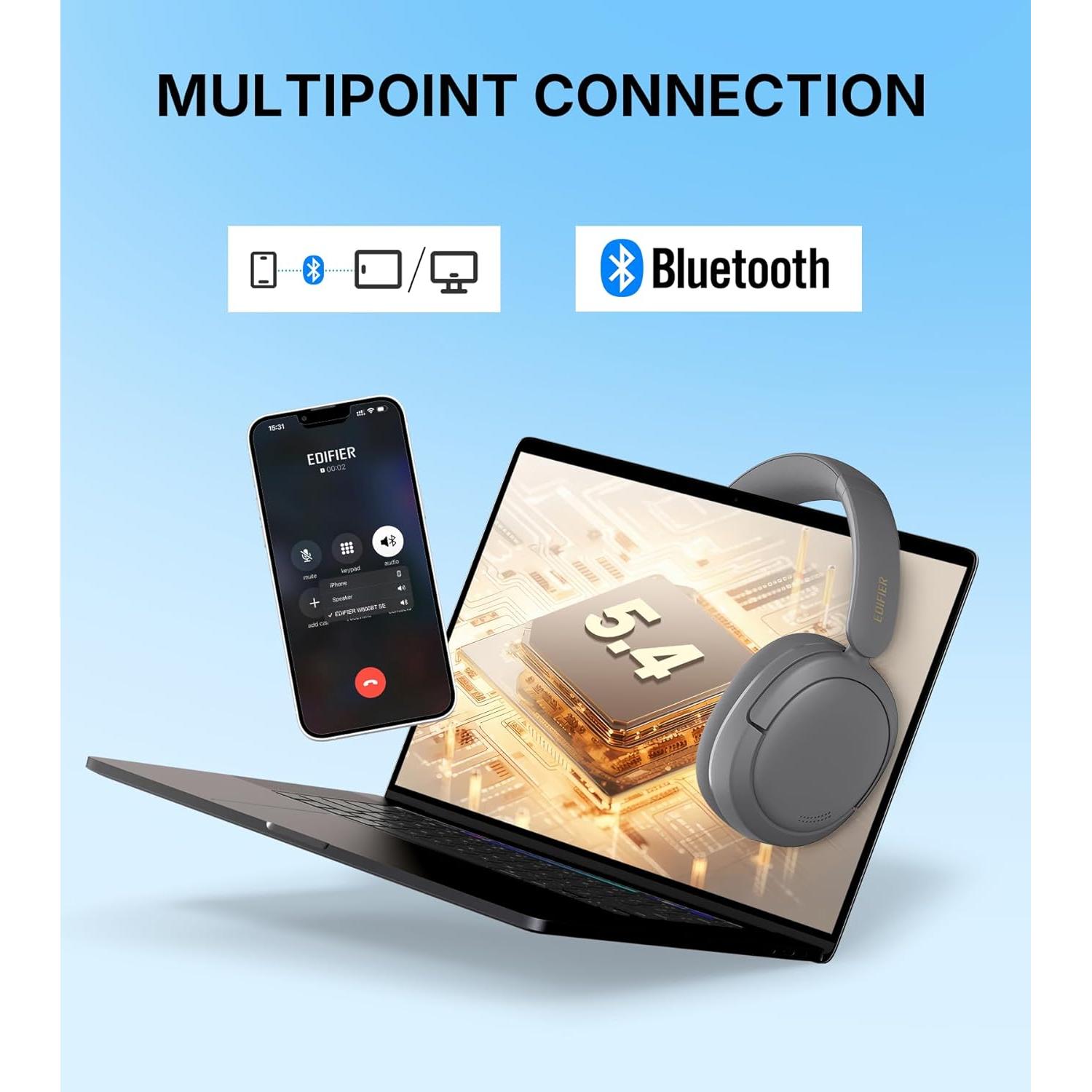 Auriculares Inalámbricos Edifier W800BT SE - Bluetooth 5.4, 45H Batería, Cancelación de Ruido AI