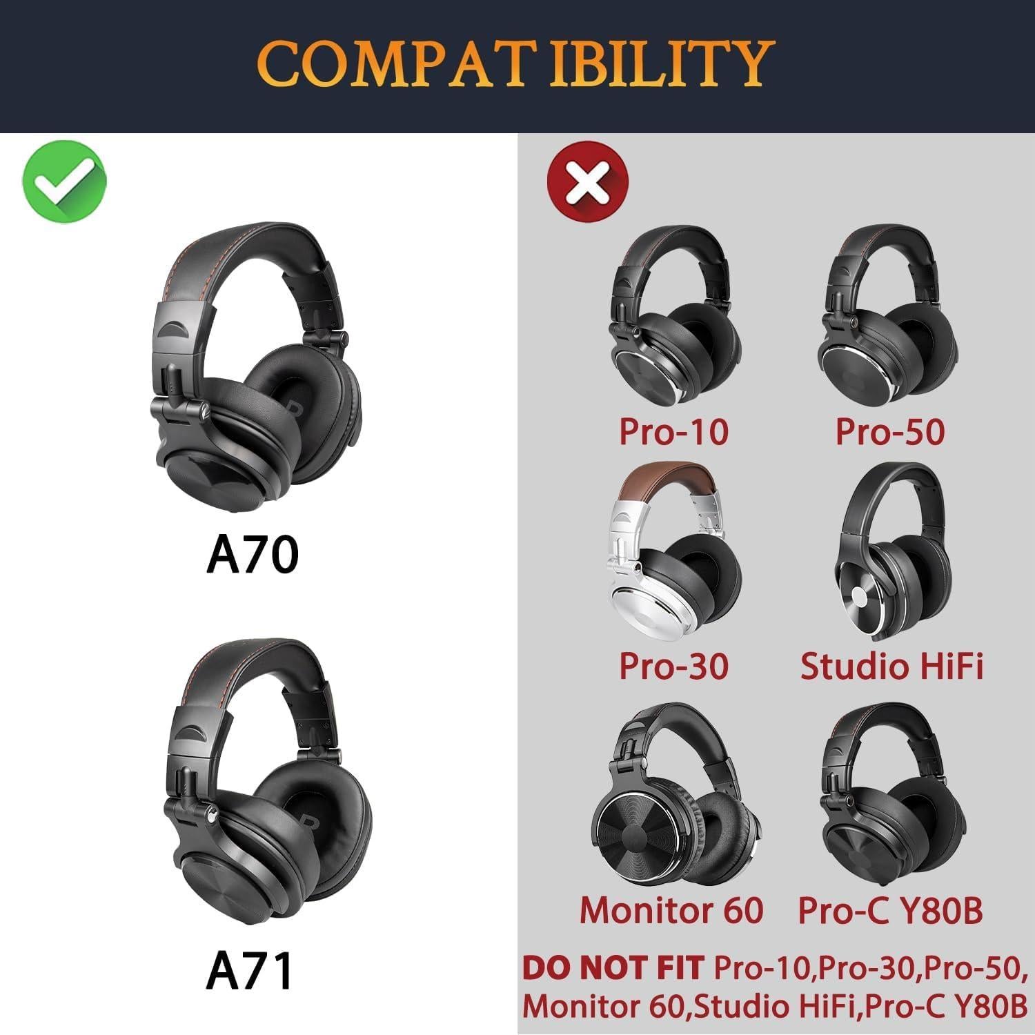 Almohadillas de Reemplazo SOULWIT para Auriculares A70/A71 - Aislamiento de Ruido