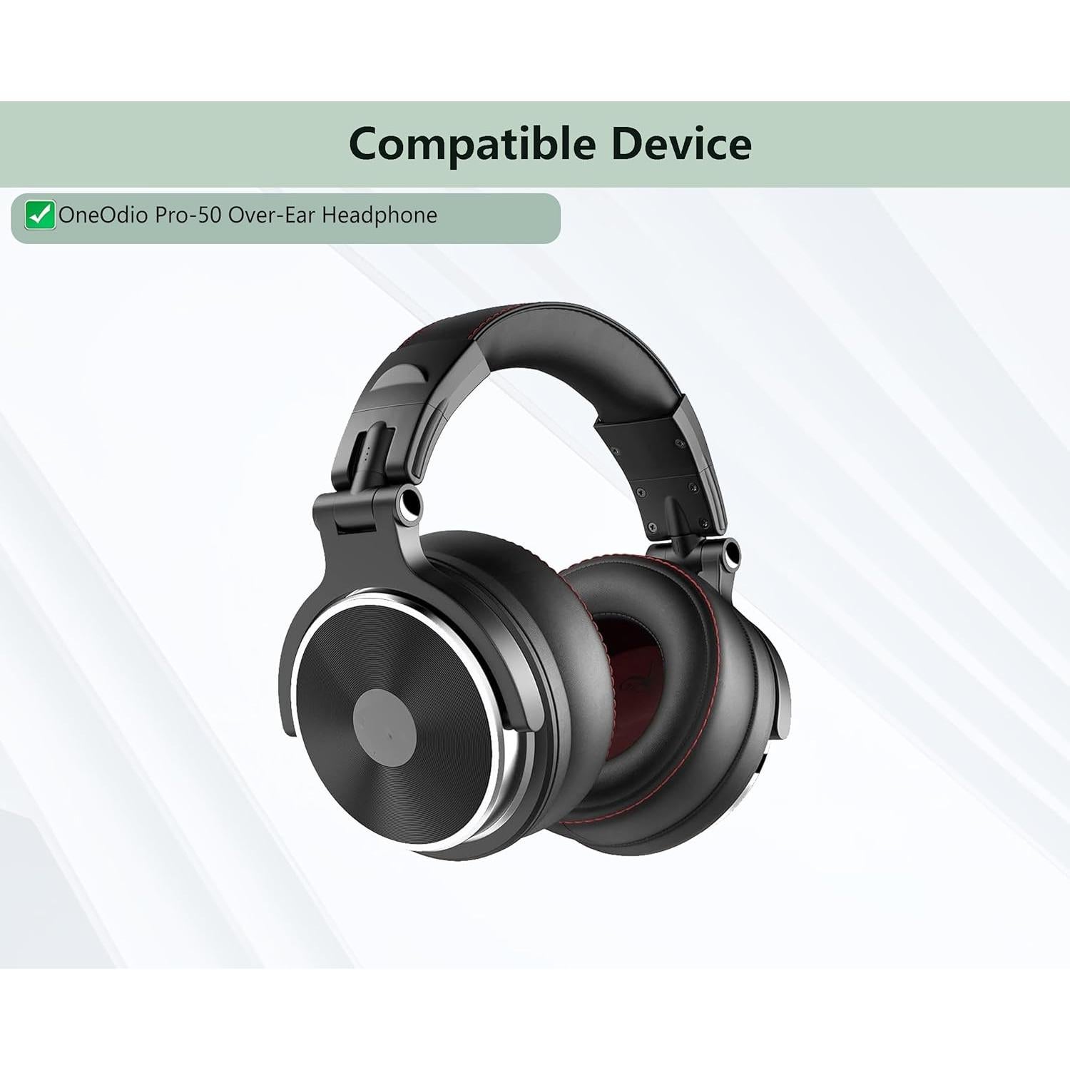 Breathable Earpads Replacement Compatible with OneOdio Pro-50 Over-Ear Headphone Ear Pads Cushion(Punched Protein Leather/Memory Foam)