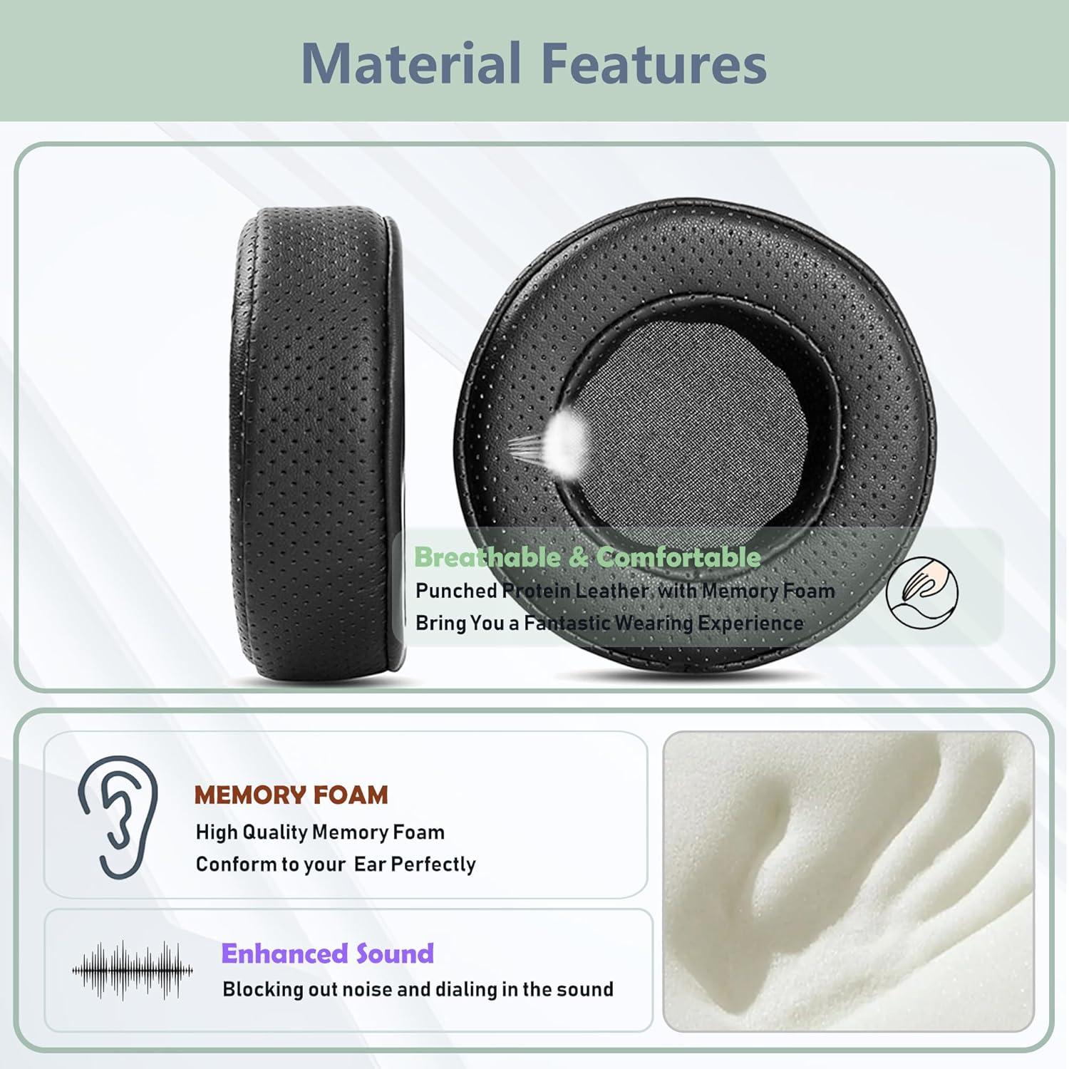Breathable Earpads Replacement Compatible with OneOdio Pro-50 Over-Ear Headphone Ear Pads Cushion(Punched Protein Leather/Memory Foam)