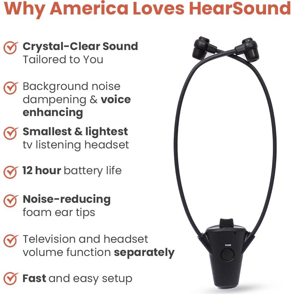 Auriculares Inalámbricos HearSound Gold para TV - 30.48m, 120dB