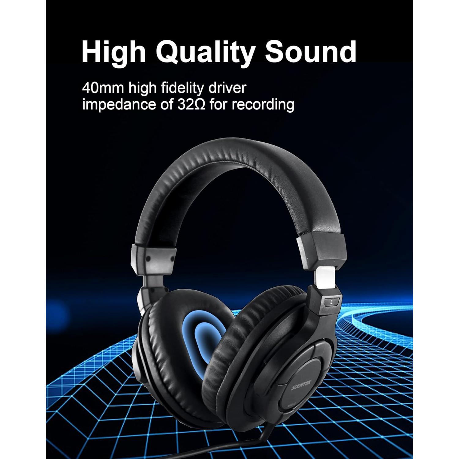 Auriculares Over Ear SUUNTOK MR810 con cable 3m, sonido premium