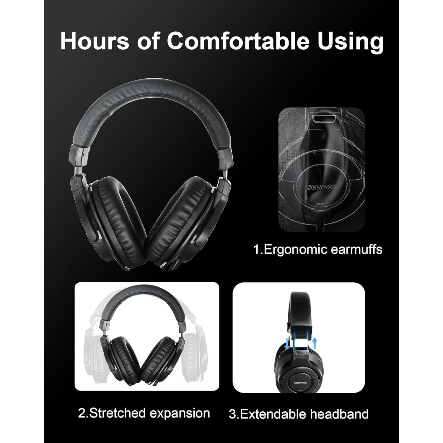 Auriculares Over Ear SUUNTOK MR810 con cable 3m, sonido premium