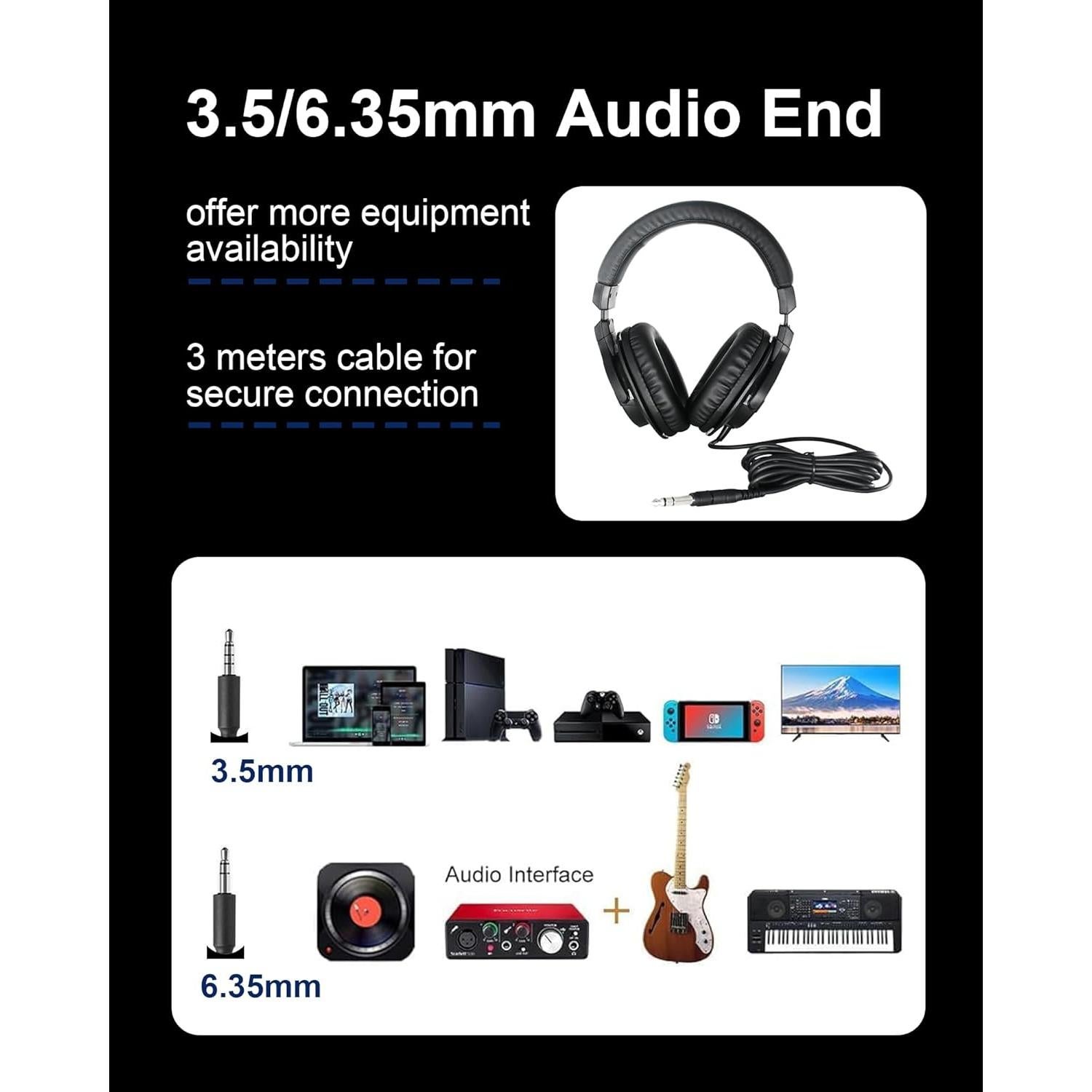 Auriculares Over Ear SUUNTOK MR810 con cable 3m, sonido premium