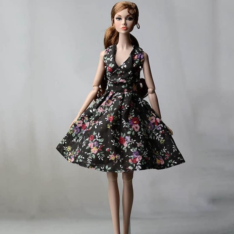 Conjunto 6 Piezas Vestido Floral y Zapatos Tacón para Muñeca 29.21 cm