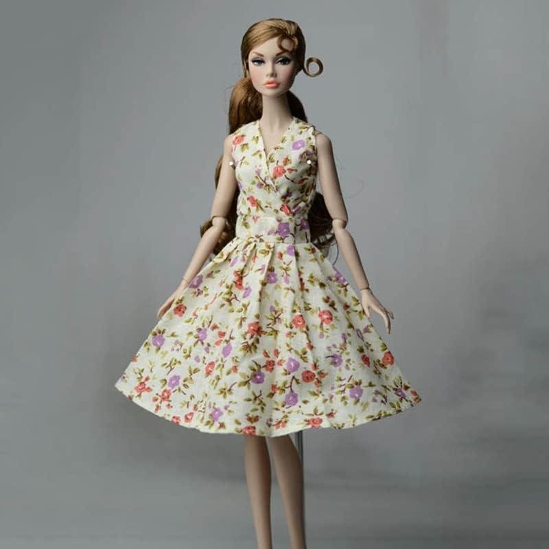 Conjunto 6 Piezas Vestido Floral y Zapatos Tacón para Muñeca 29.21 cm