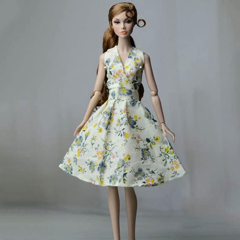 Conjunto 6 Piezas Vestido Floral y Zapatos Tacón para Muñeca 29.21 cm