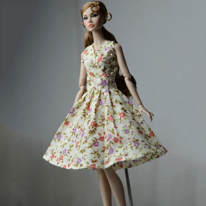 Conjunto 6 Piezas Vestido Floral y Zapatos Tacón para Muñeca 29.21 cm