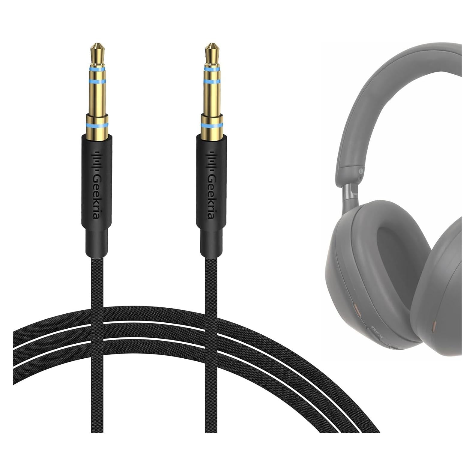 Cable trenzado de tela Geekria 3.5mm para auriculares Sony