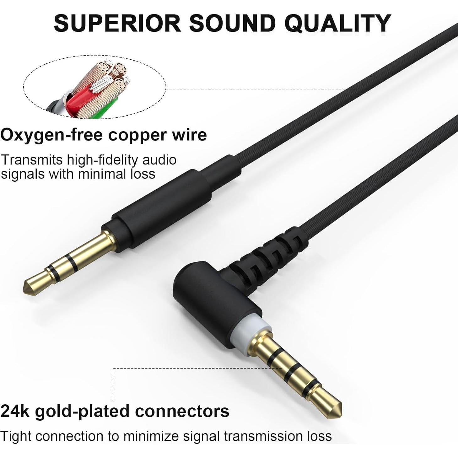 Cable de audio de reemplazo 3.5mm Arzweyk 1.2m para Sony