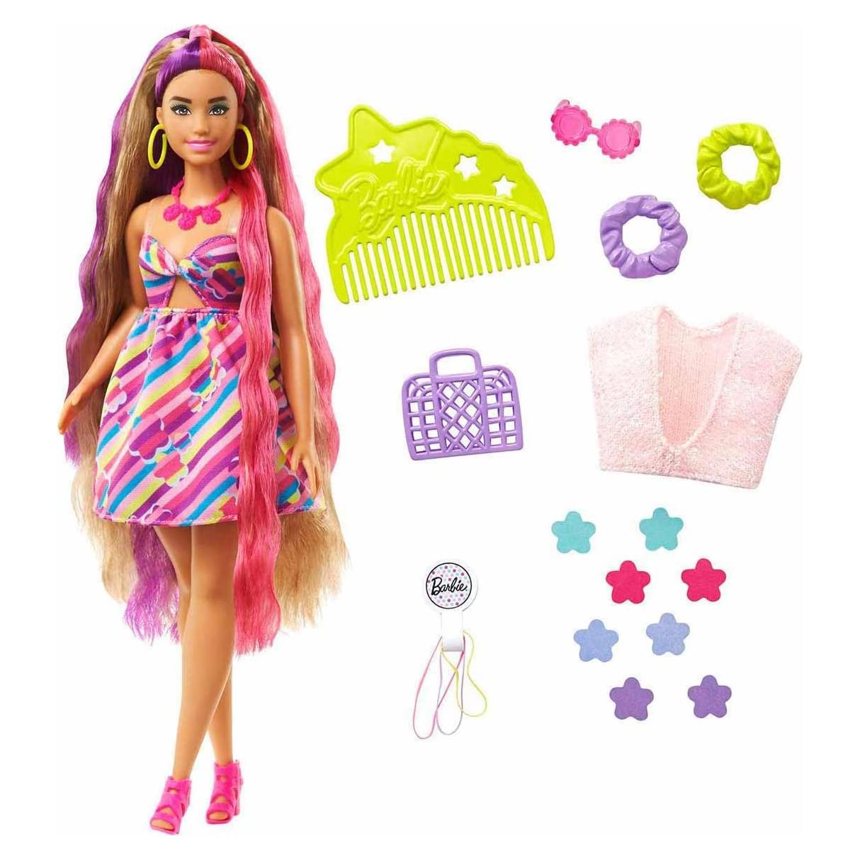 Mattel Barbie Totally Hair Flower Doll 8.5" Long Fantasy HCM89