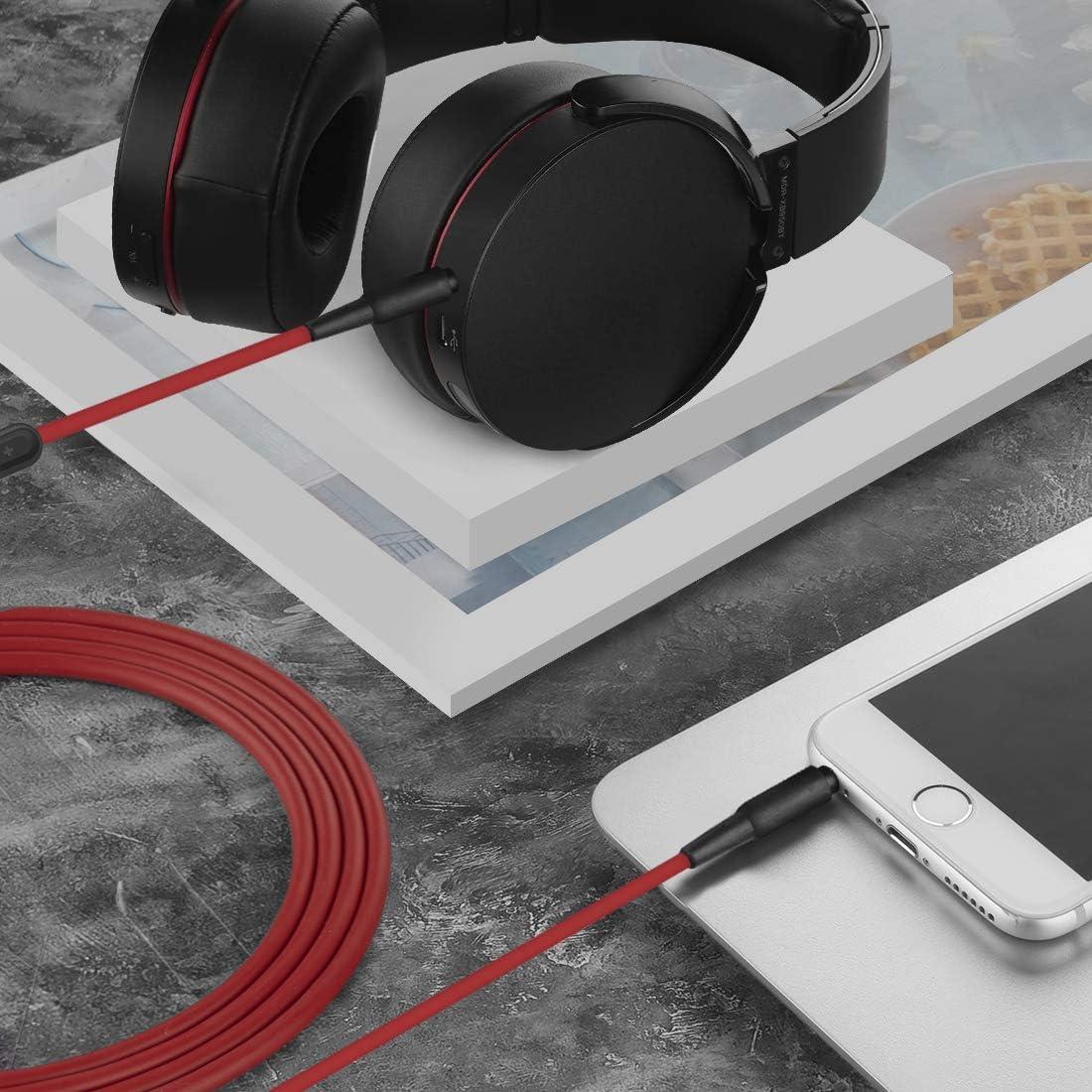 Cable de Audio GEEKRIA AUX 3.5mm con Micrófono 1.2m Rojo