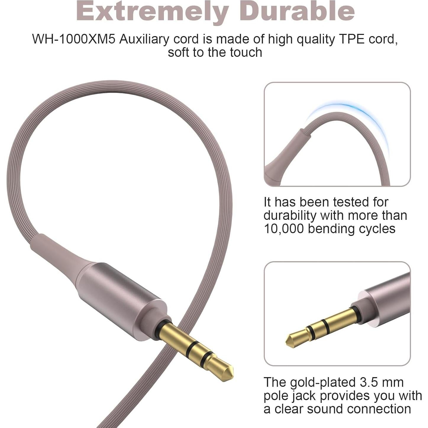 Cable de Auriculares de Reemplazo Lusgawer 150cm Dorado