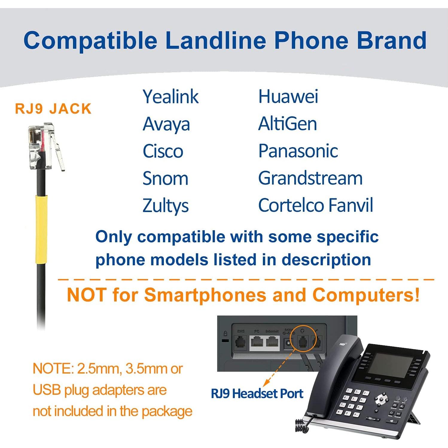 Auricular telefónico Wantek RJ9 con micrófono y cancelación de ruido