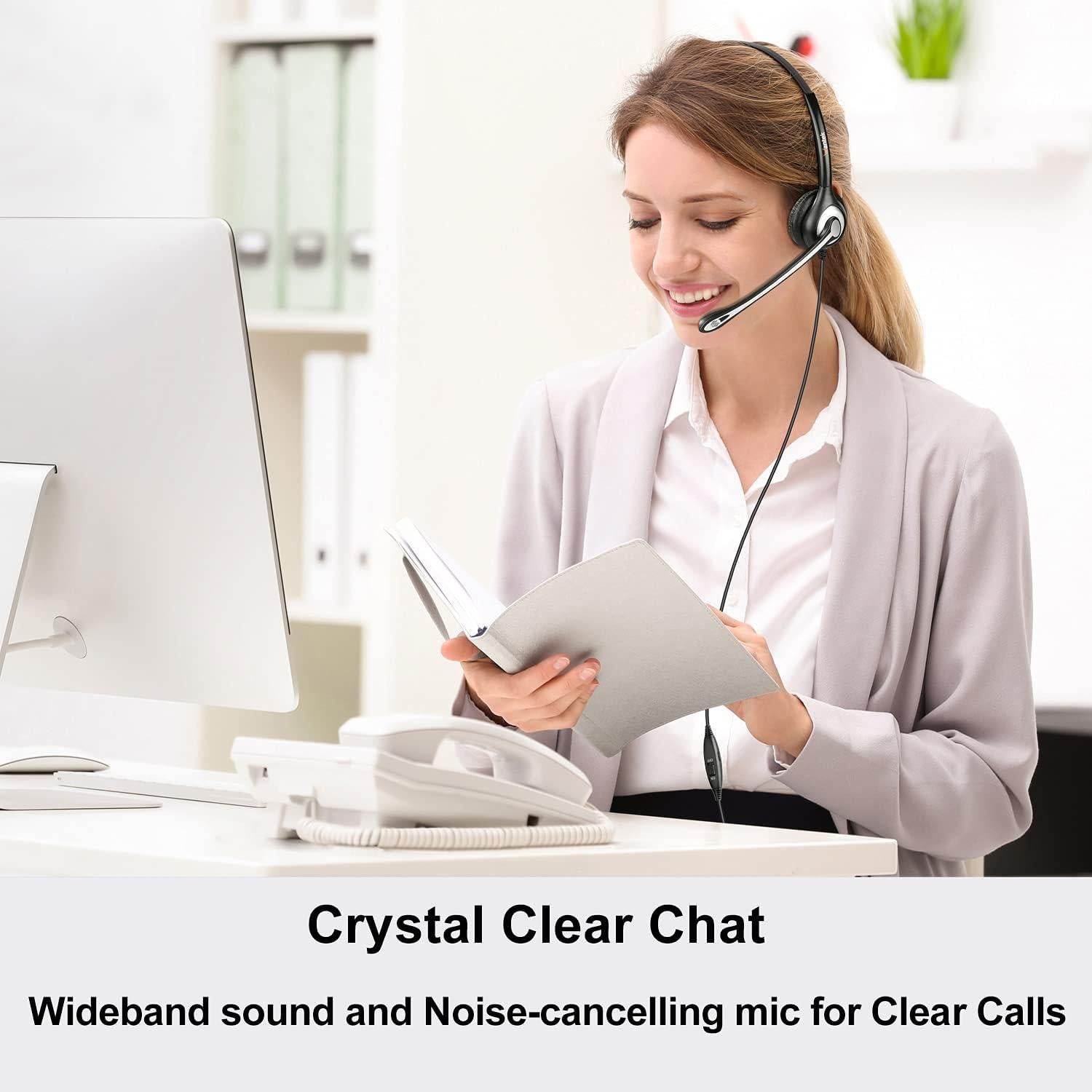 Auricular telefónico Wantek RJ9 con micrófono y cancelación de ruido