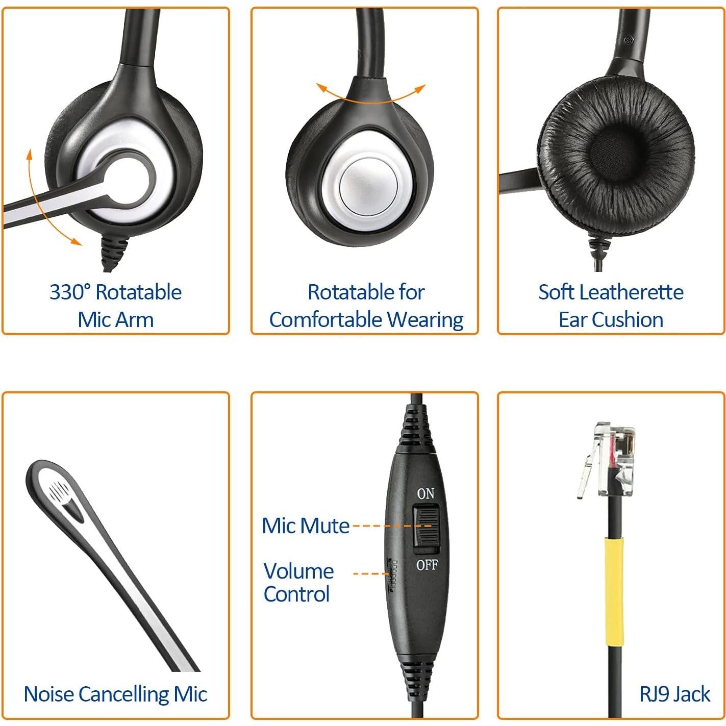 Auricular telefónico Wantek RJ9 con micrófono y cancelación de ruido