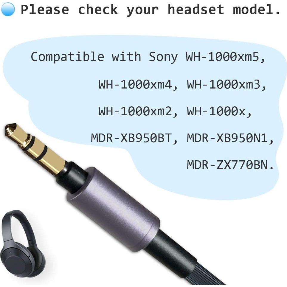 WH-1000XM5 Replacement Headphone Cable Compatible with Sony WH-1000xm5 WH-1000xm4 WH-1000xm3 WH-1000xm2,Cord fit for Sony MDR-XB950BT MDR-XB950N1 MDR-ZX770BN WH-xb910n WH-CH700N Headphone