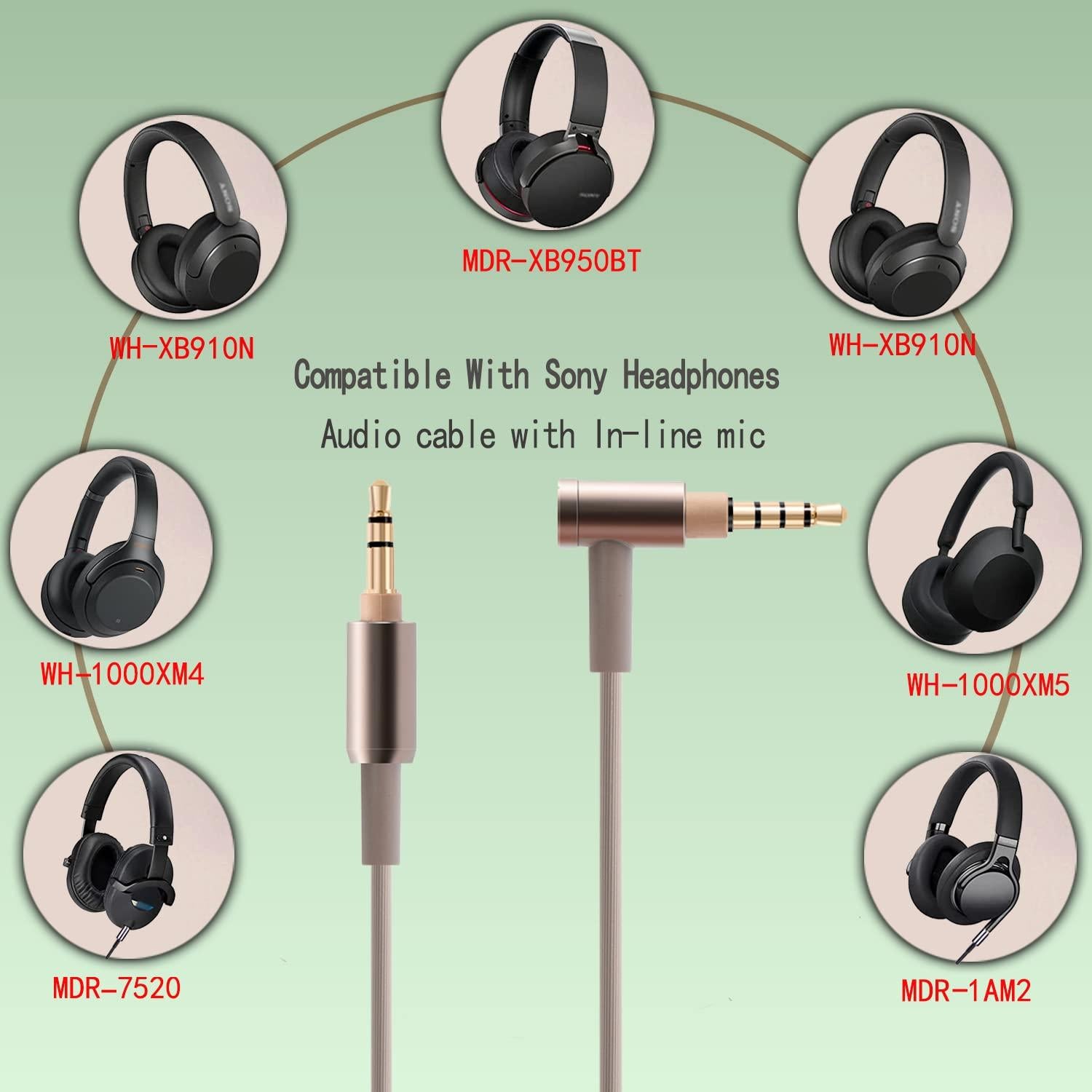 Cable de Audio 1.5m FAAEAL para Auriculares Sony y Audio-Technica