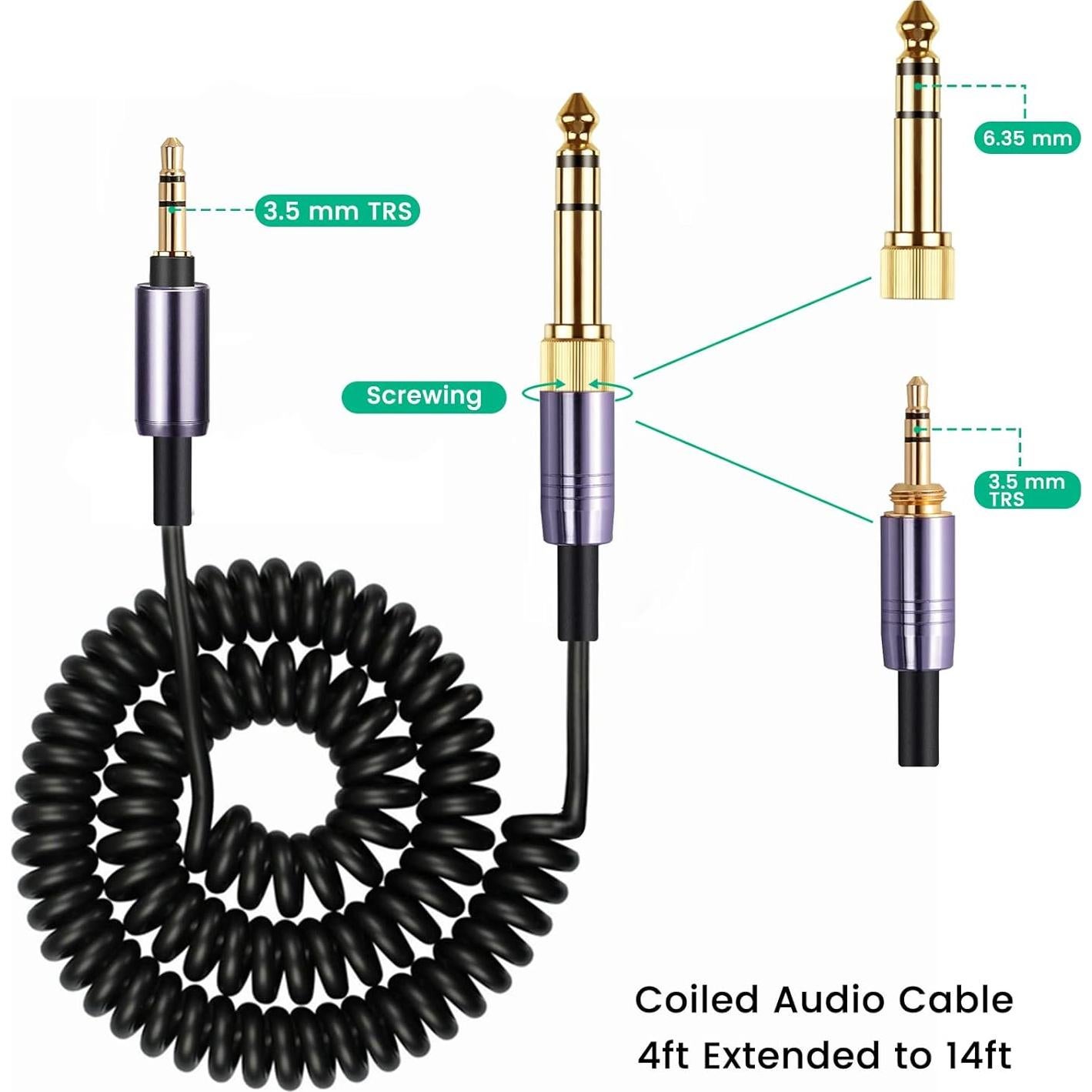 Cable de audio en espiral Weishan 3.5mm con adaptador 6.35mm
