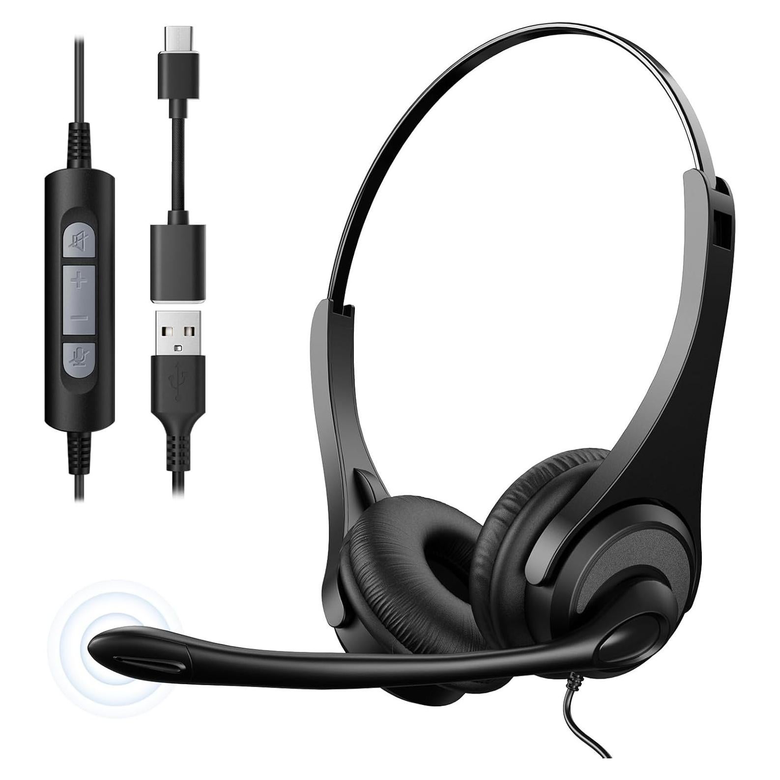 Auriculares USB Voistek V9 con micrófono y cancelación de ruido