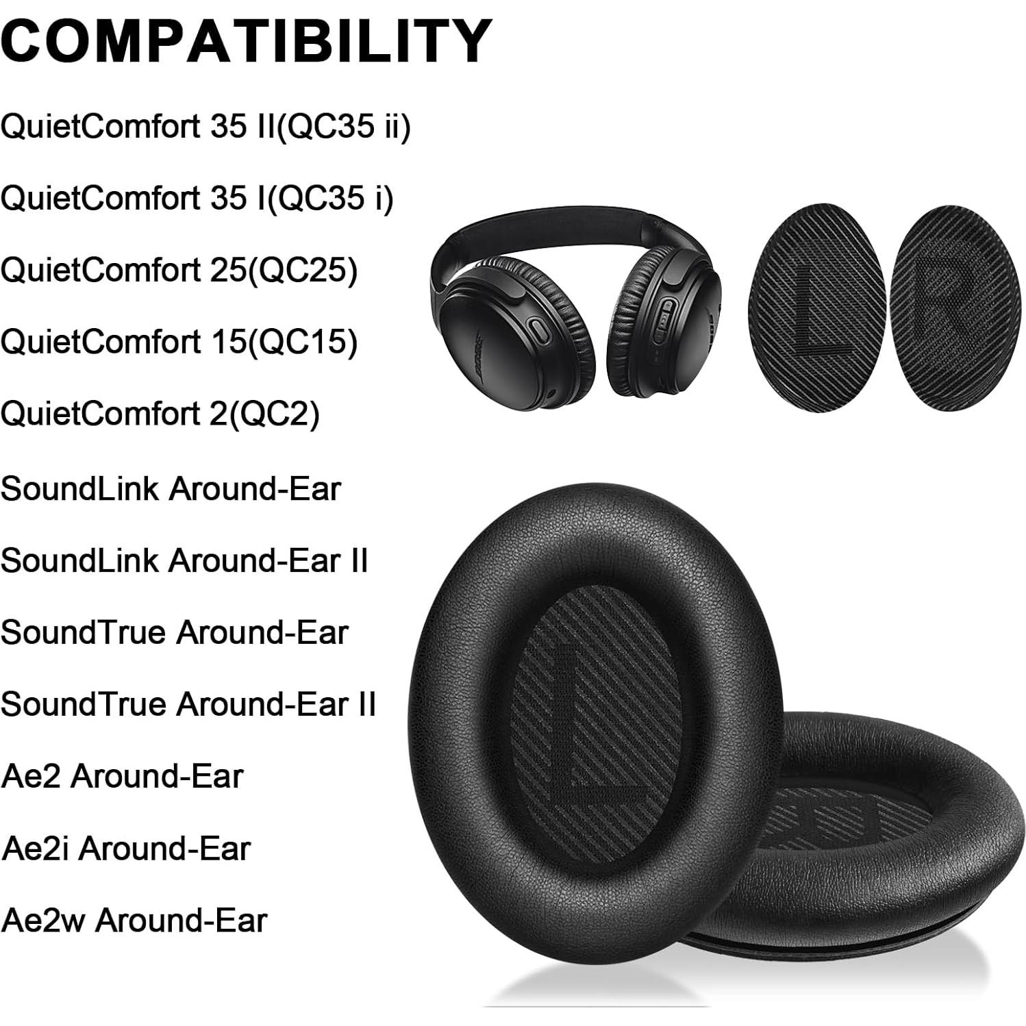 Almohadillas de Repuesto Meliya para Auriculares Bose QC35 II - Negro