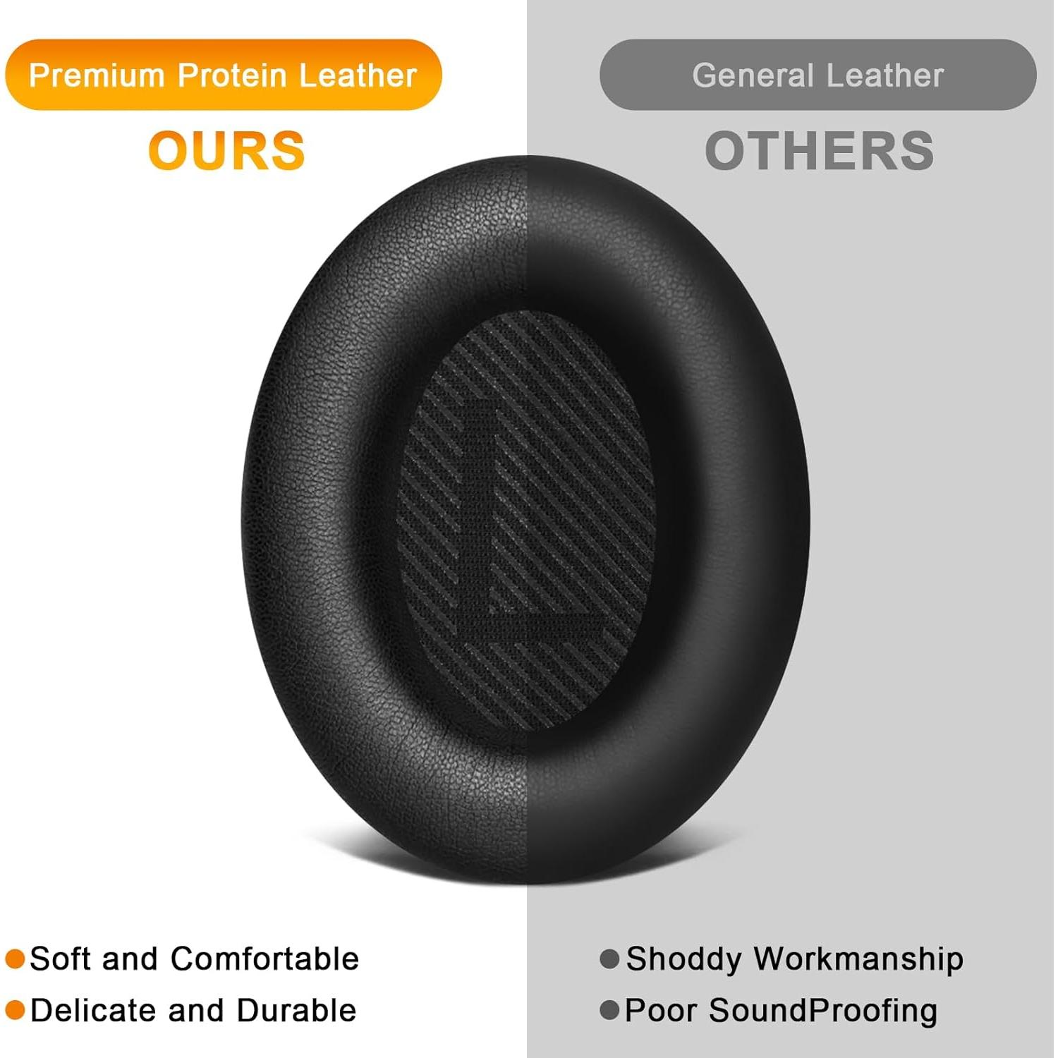 Almohadillas de Repuesto Meliya para Auriculares Bose QC35 II - Negro