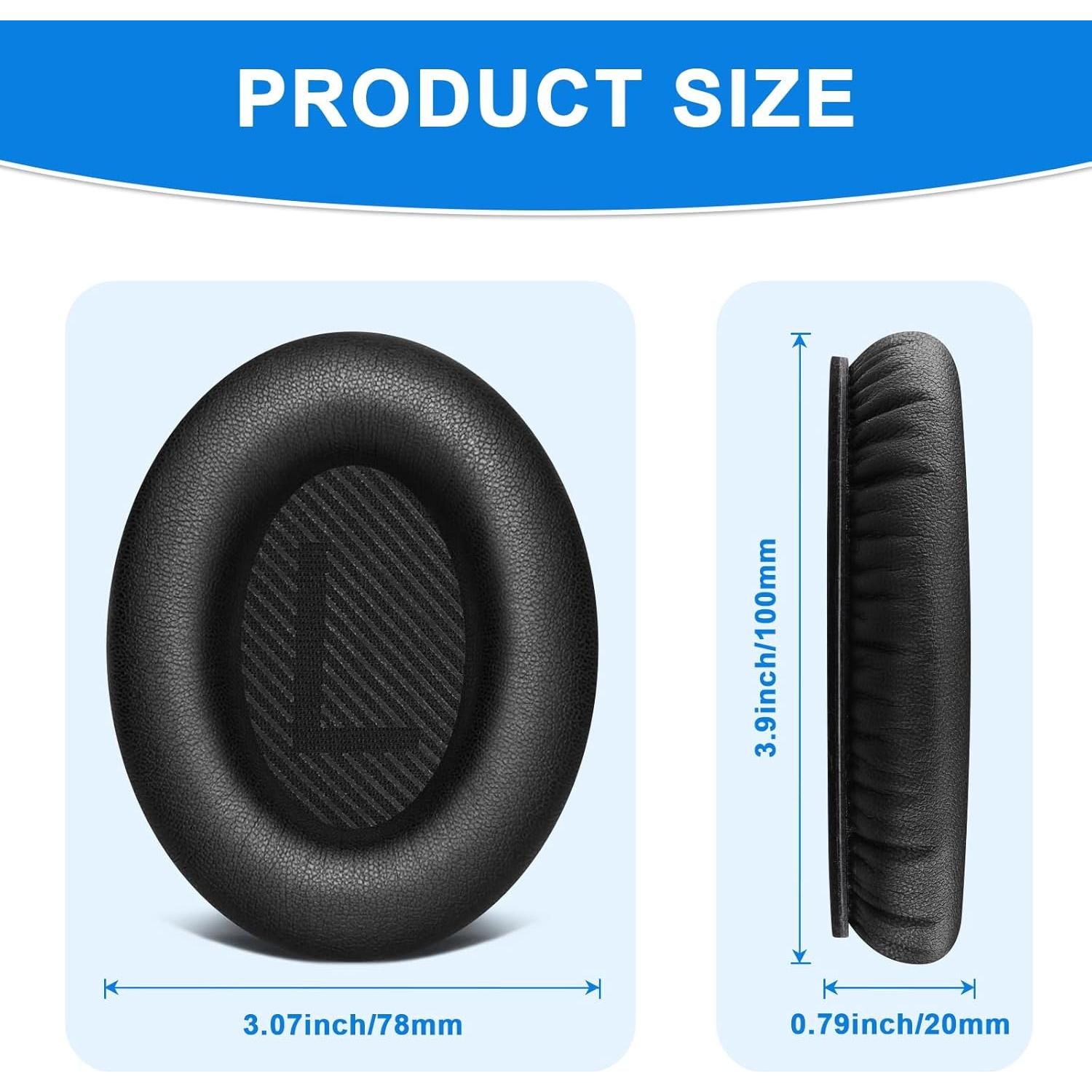 Almohadillas de Repuesto Meliya para Auriculares Bose QC35 II - Negro