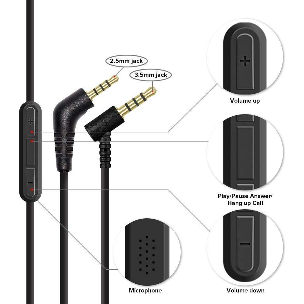 Cable de Audio Reemplazo BUTIAO para Bose QC3 1.4m con Micrófono