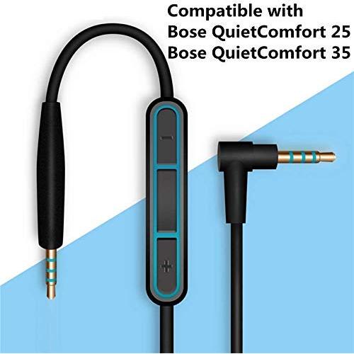 Cable de Reemplazo con Micrófono para Auriculares Bose QC25 QC35 - 140cm Negro