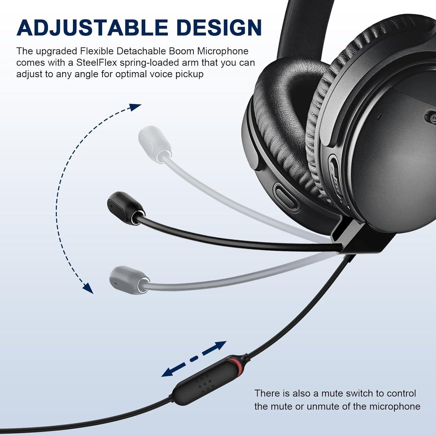 Micrófono Boom QC45 Gneinour con Divisor Y 3.5mm para Juegos