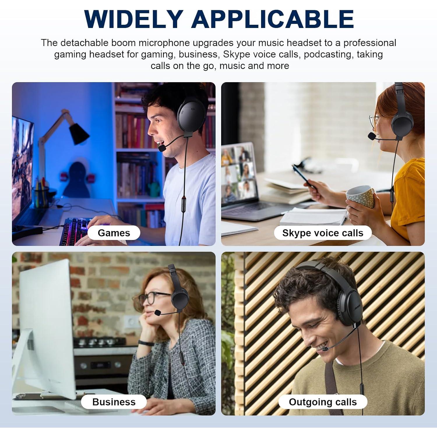 Micrófono Boom QC45 Gneinour con Divisor Y 3.5mm para Juegos