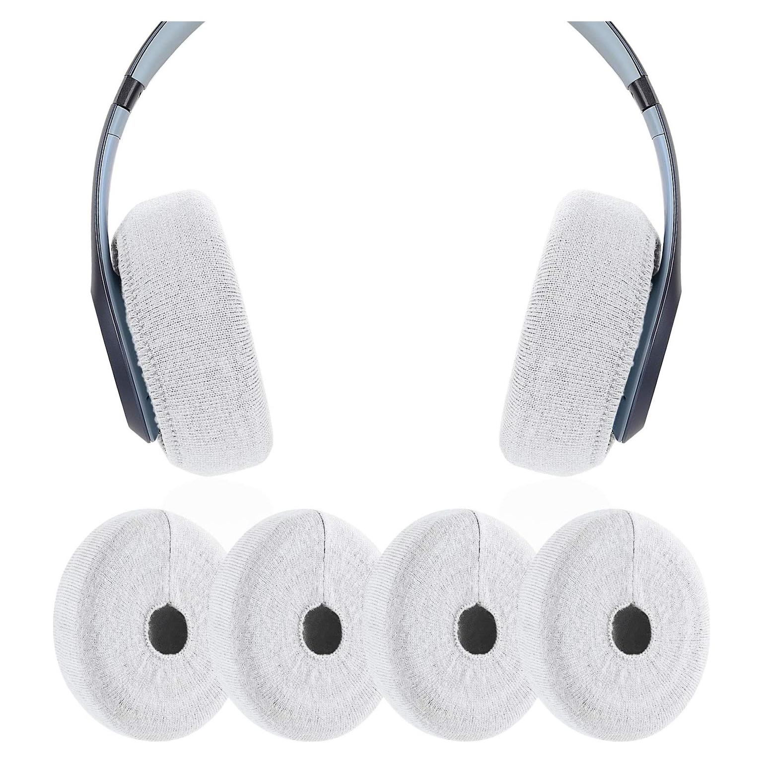 Earpads Sweater Cover Protectors with Stretchable Knit Fabric for Beats Studio 3/2 Bose QC35 25 15 Headphones and Other Headsets with 3-4 Inch Ear Cushions [ 2 Pairs ] (White)
