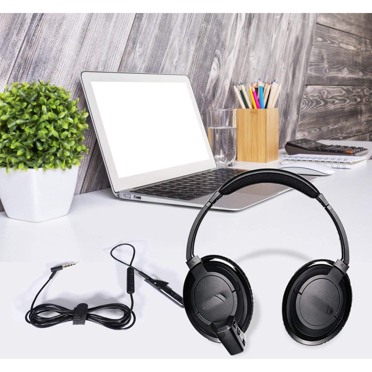 Replacement Extension Audio Cable Cord with Mic Volume Control Fit for Bose QuietComfort 15 QC15 QC2 Headphones (Black)