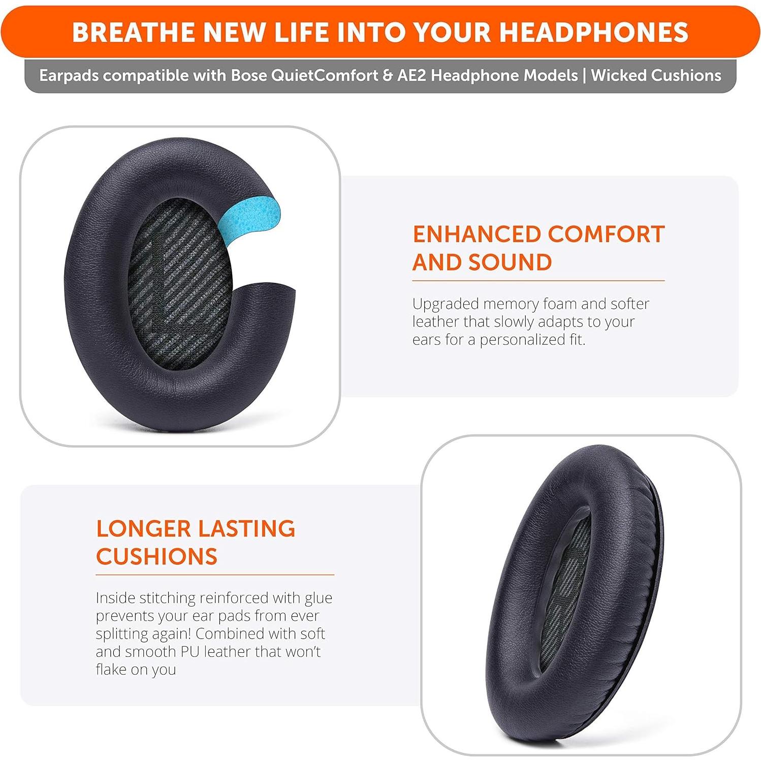 Design Pack 3 | WC Wicked Cushions Replacement Ear Pads for Bose QuietComfort 35 (QC35) & QuietComfort 35ii (QC35ii) Headphones & More - Improved Comfort & Durability