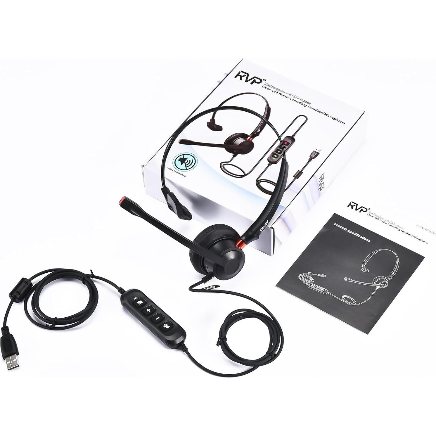 Auricular USB RVP+ con micrófono y cancelación de ruido