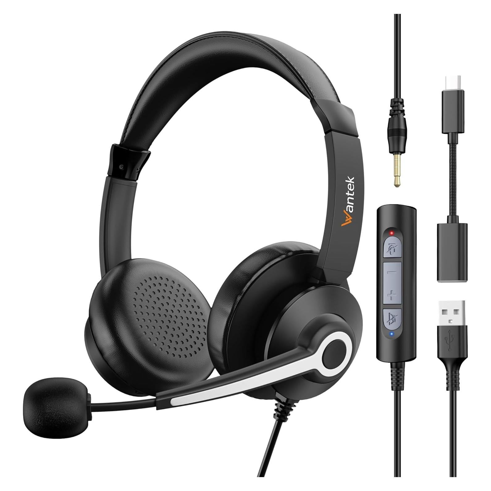 Auricular USB y 3.5mm Wantek 786FNUSB con micrófono y cancelación de ruido